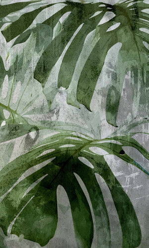 Green Wide Leaves Mural Wallpaper M1171