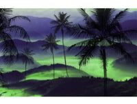 Green & Purple Palm trees Mountain Mural Wallpaper M1269