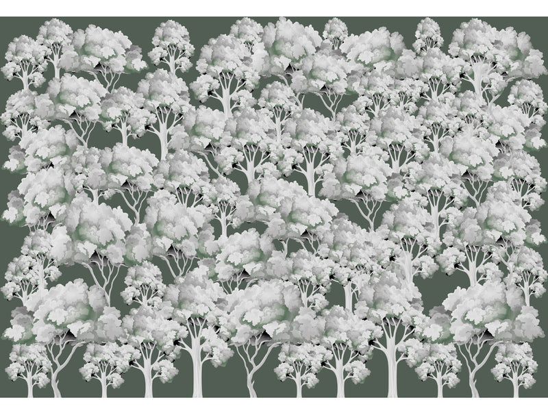 Green & Silver Garden Mural Wallpaper M1338