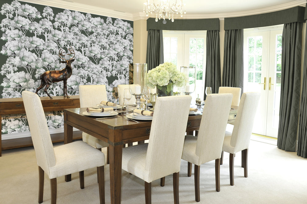 Green & Silver Garden Mural Wallpaper M1338