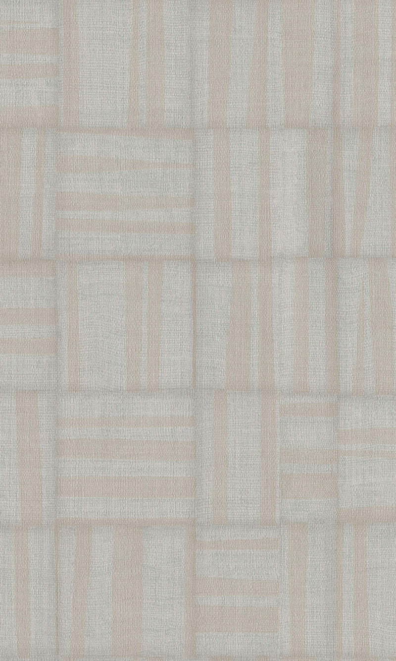 Greige Geometric Squares & Stripes Wallpaper R8691