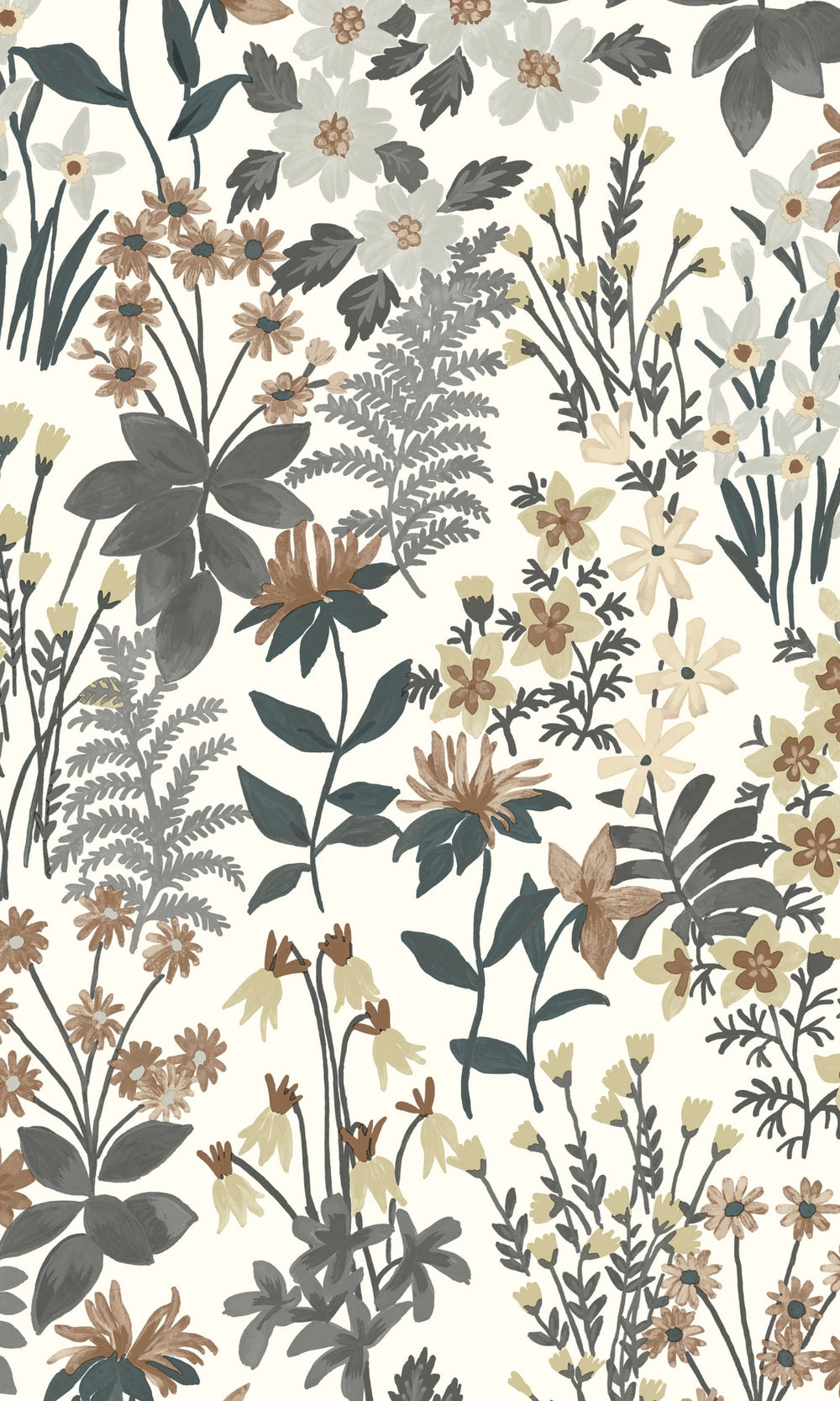 Grey Classical Flower Floral Wallpaper R9224