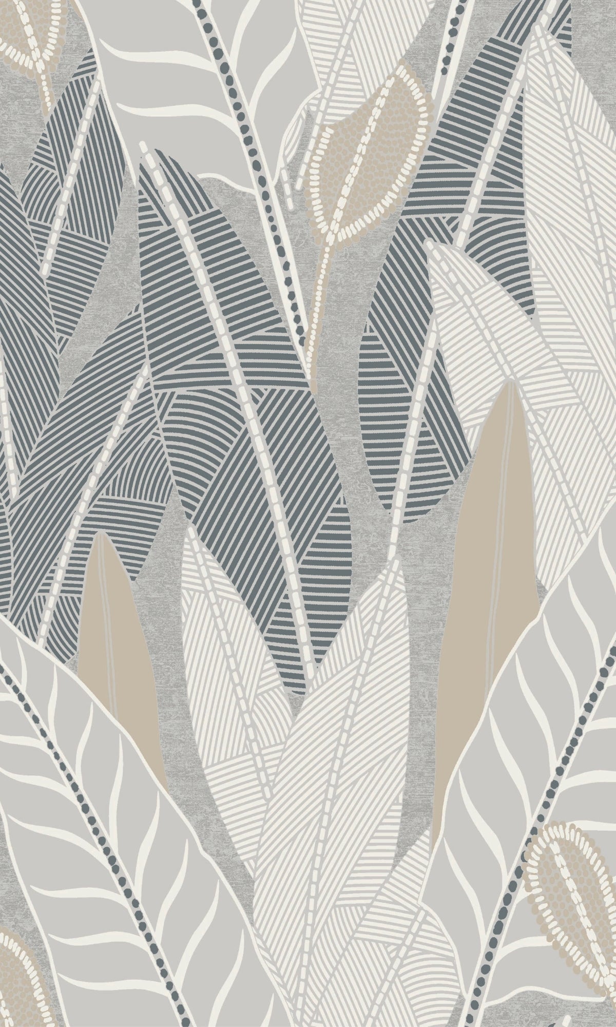 Grey Leafy Tropical Leaves Wallpaper R9347