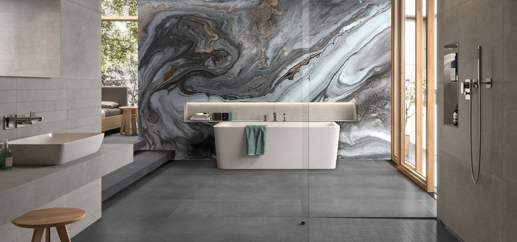 Grey Marble with Golden Streaks Mural Wallpaper M1148