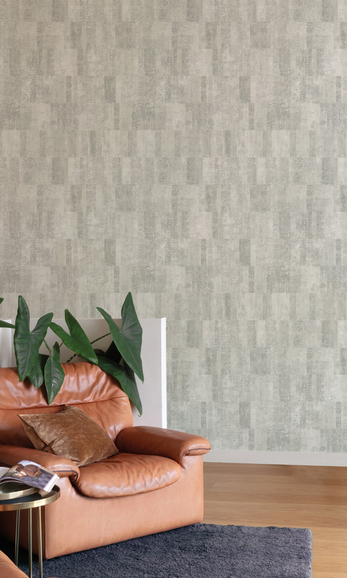 Grey Scratched Textured Blocks Geometric Wallpaper R9298