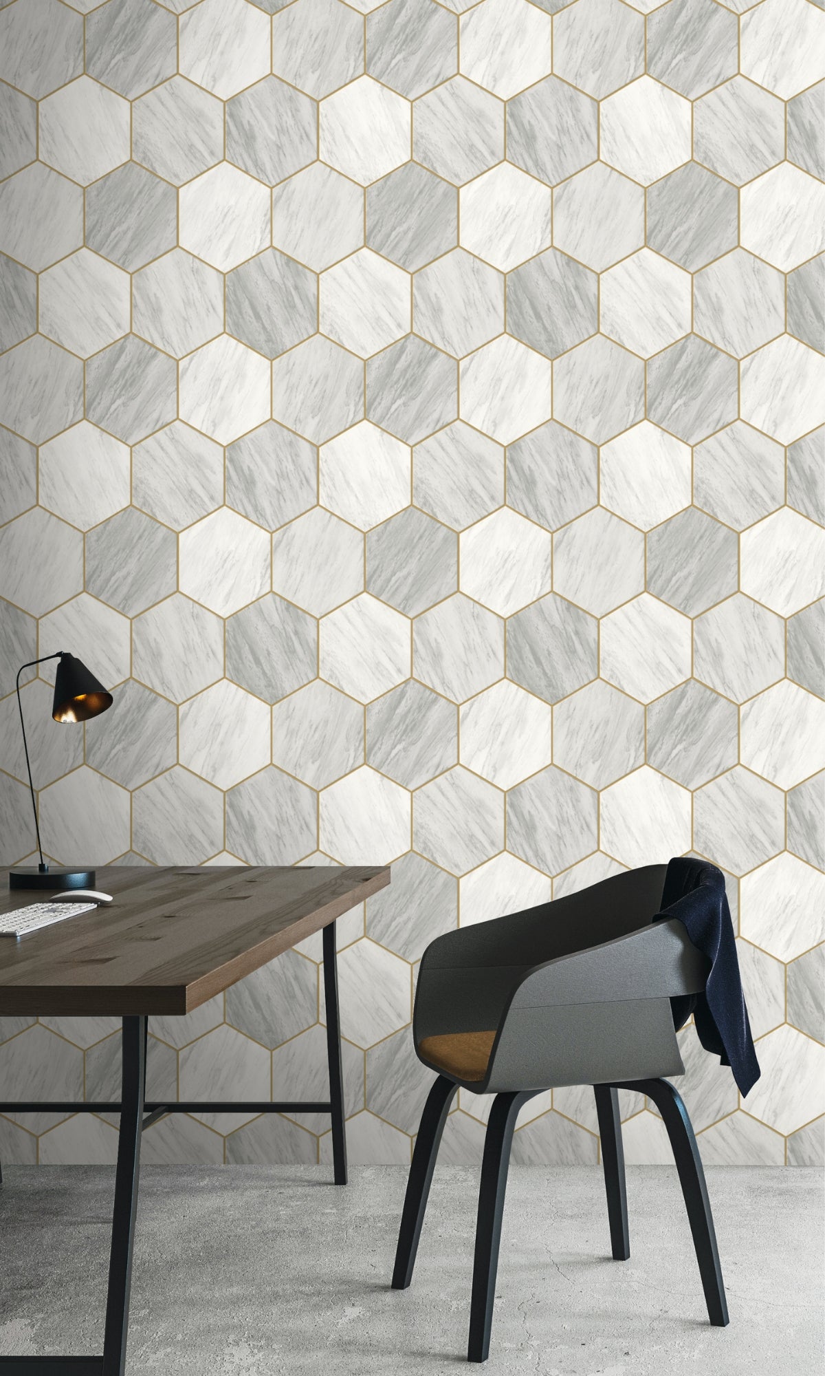 Gypsum Geometric Hexagon Wallpaper R8512