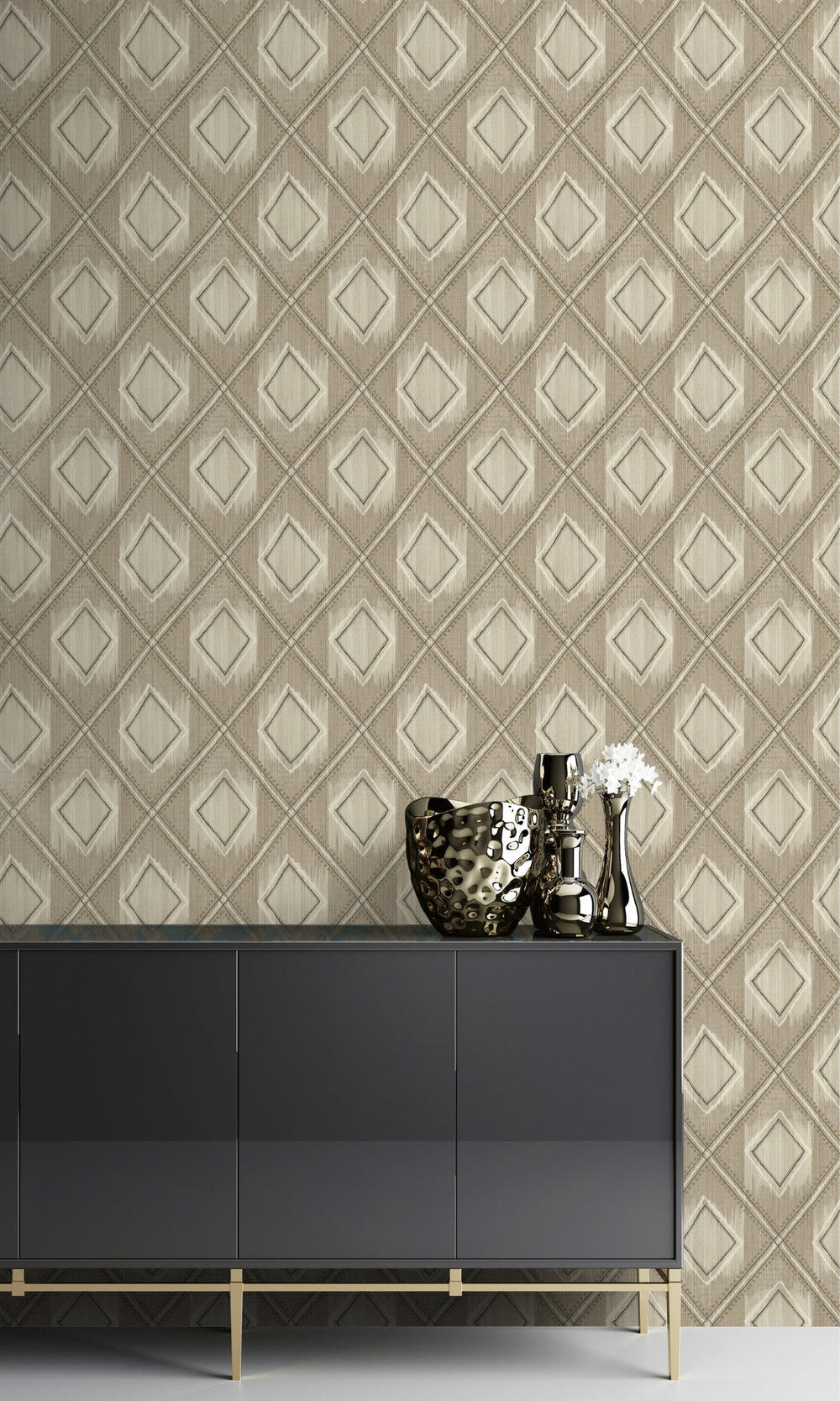 Hickory Printed  Geometric Diamond  Wallpaper R8553