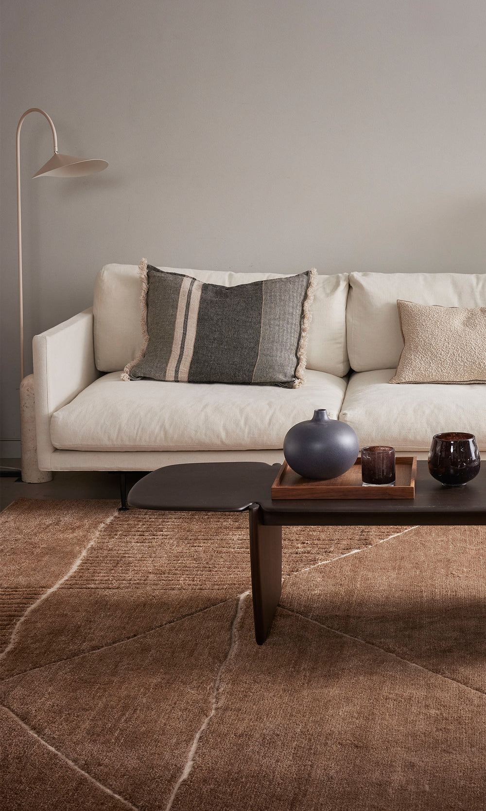 Brown Geometric Fields Hand Knotted Rectangular Luxury Rugs