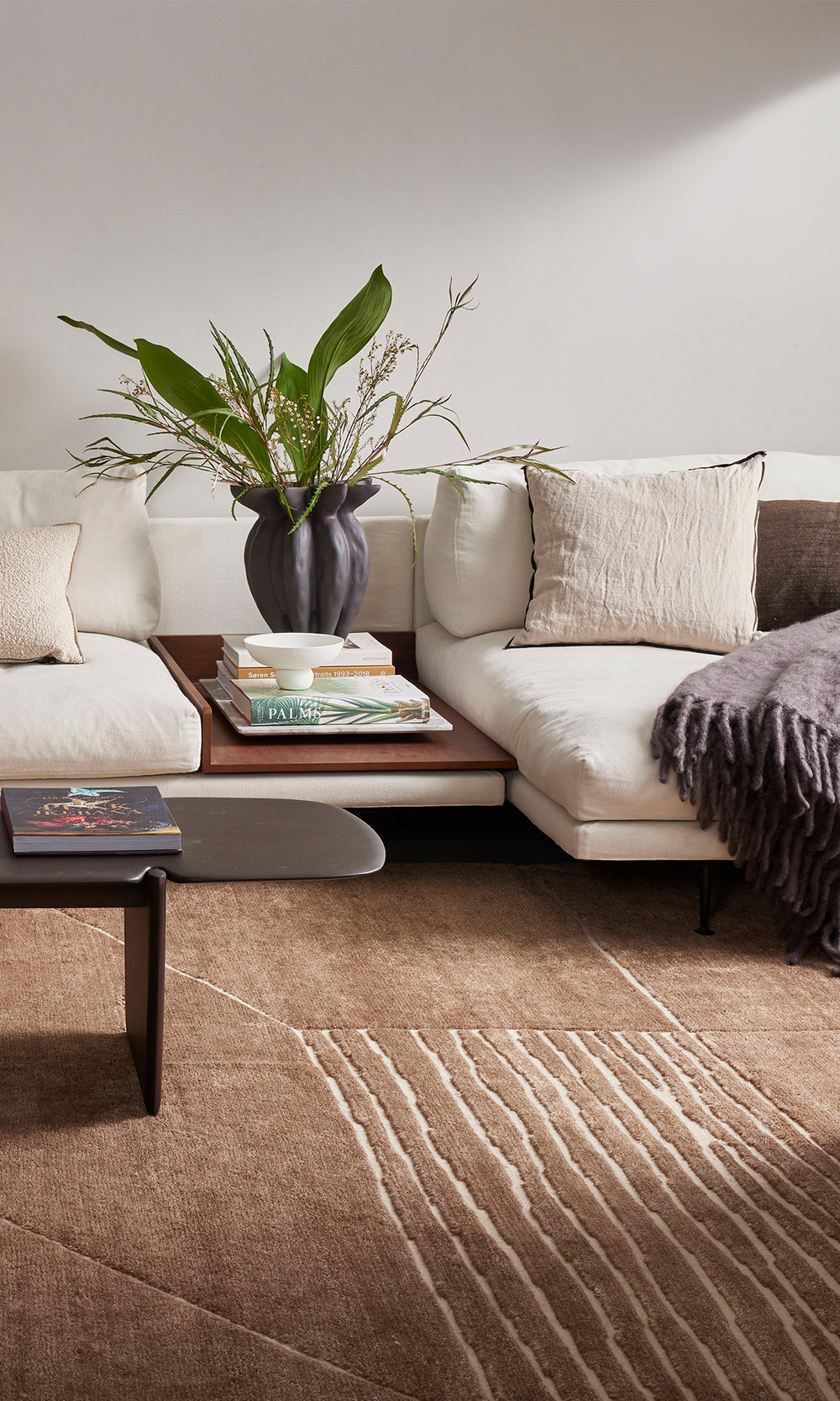 Brown Geometric Fields Hand Knotted Rectangular Luxury Rugs