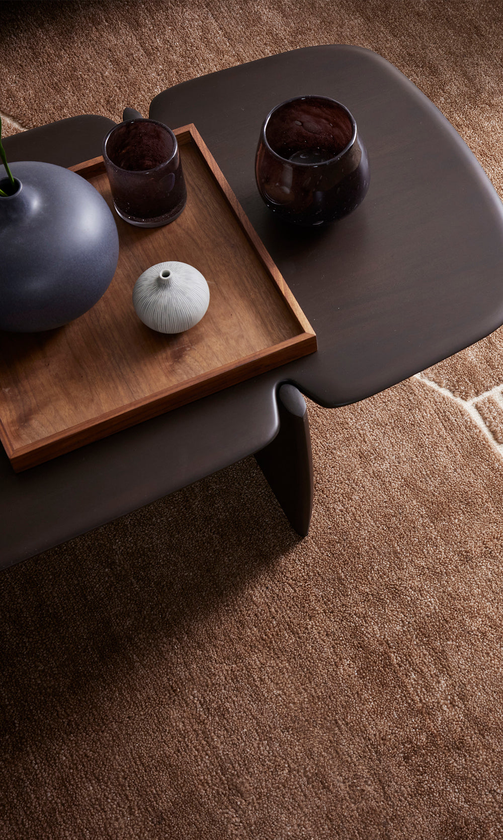 Brown Geometric Fields Hand Knotted Rectangular Luxury Rugs