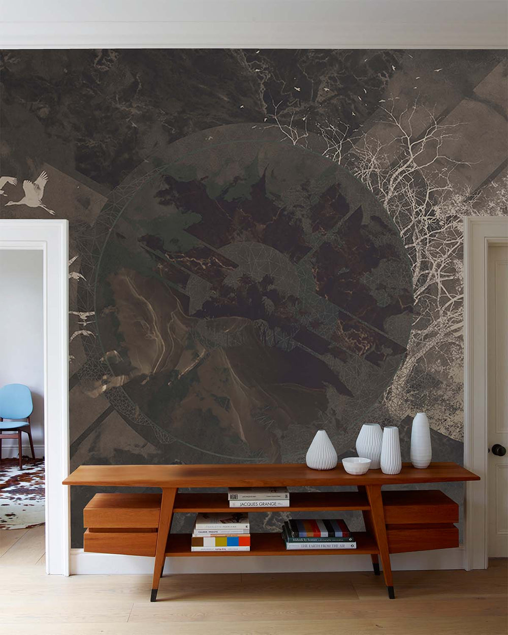 Binrouji Black Concrete Abstract Art Mural M2896- Sample