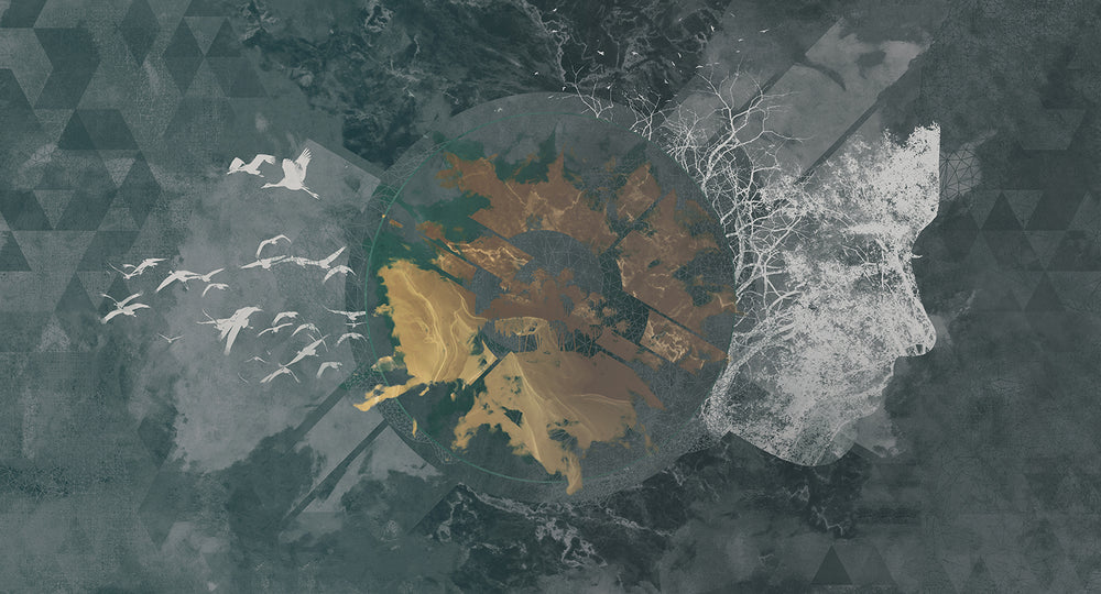 Dark Slate Concrete Abstract Art Mural M2897- Sample