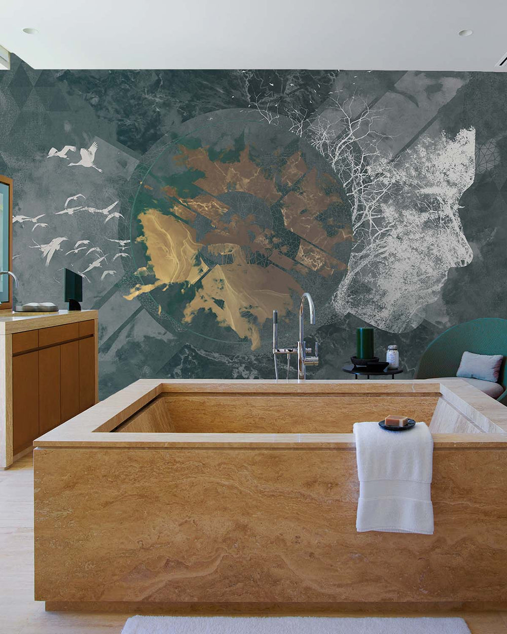 Dark Slate Concrete Abstract Art Mural M2897
