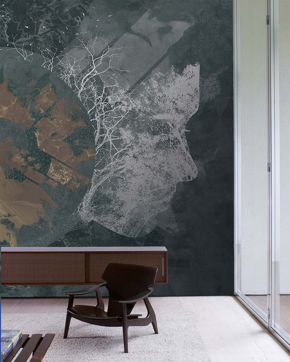Dark Slate Concrete Abstract Art Mural M2897- Sample