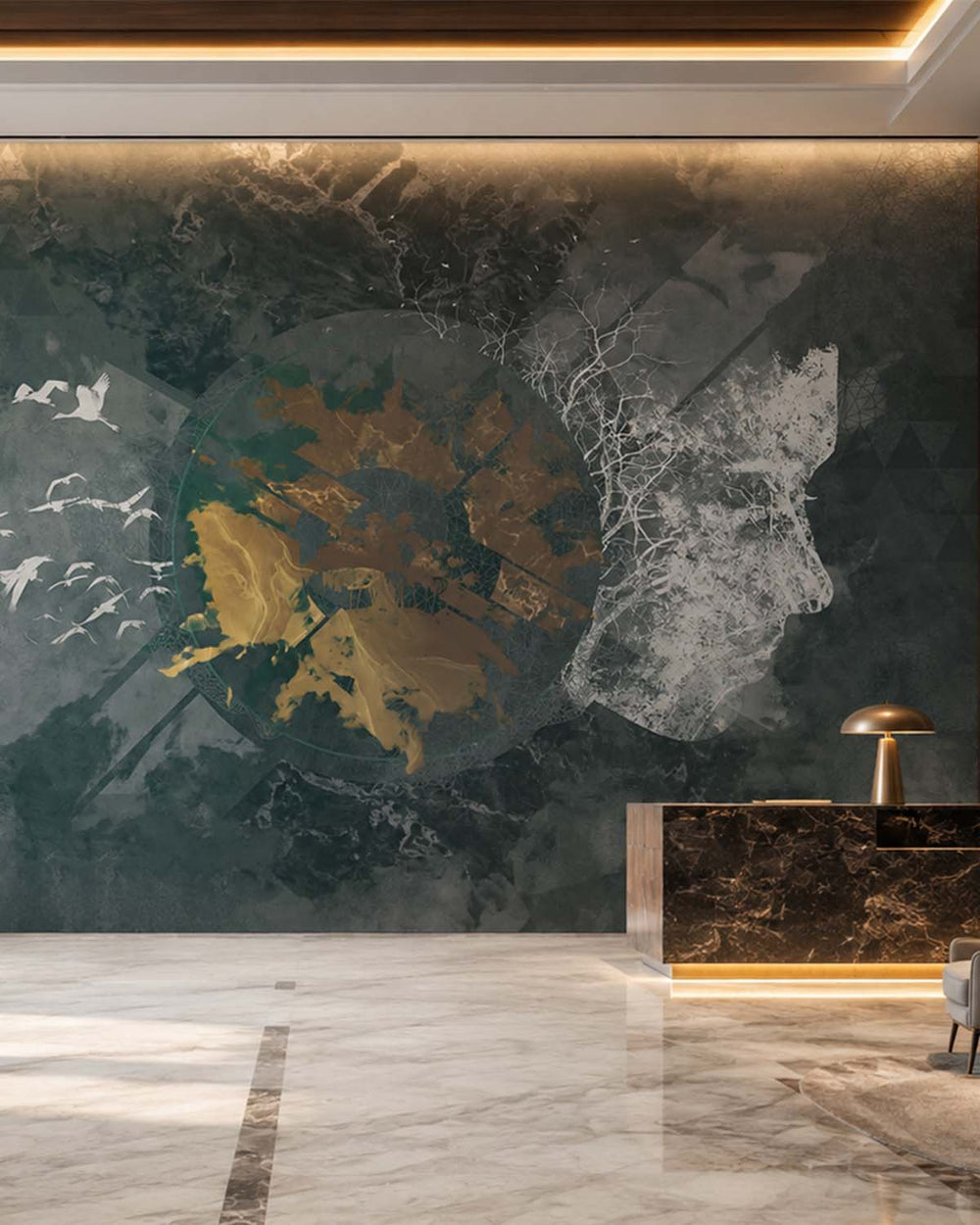Dark Slate Concrete Abstract Art Mural M2897