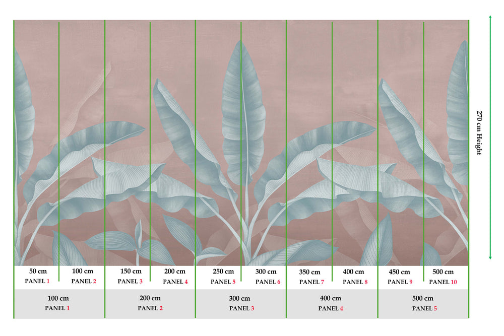 Antique Rose Tropical Banana Fringe Mural M2900- Sample