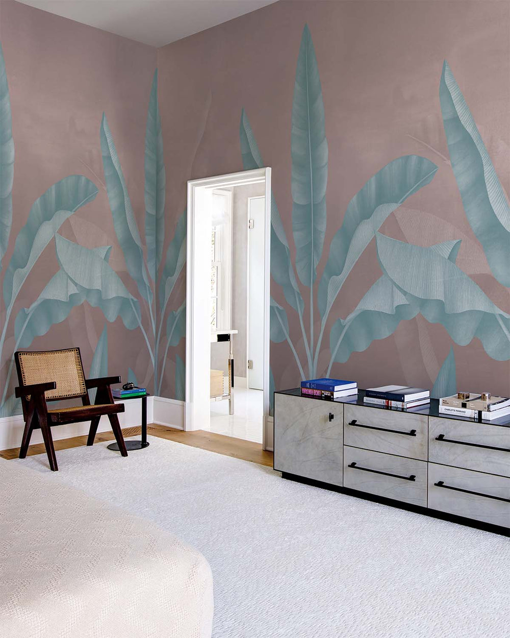 Antique Rose Tropical Banana Fringe Mural M2900- Sample