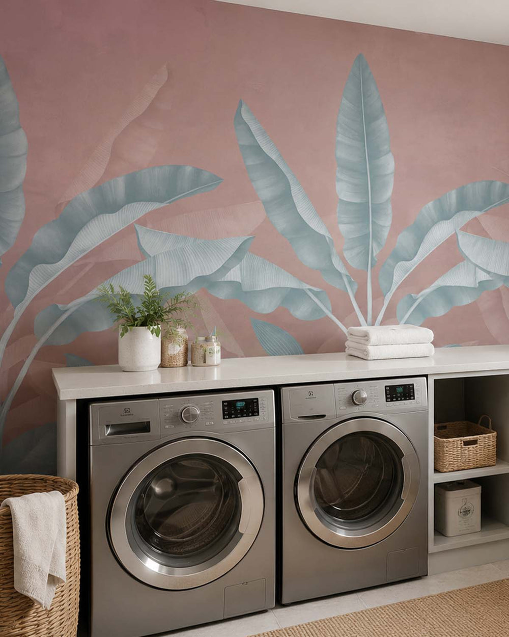 Antique Rose Tropical Banana Fringe Mural M2900