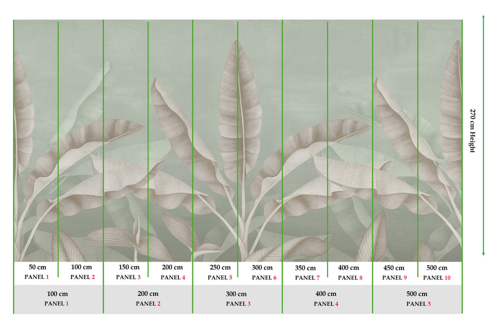 Balsam Green Tropical Banana Fringe Mural M2901