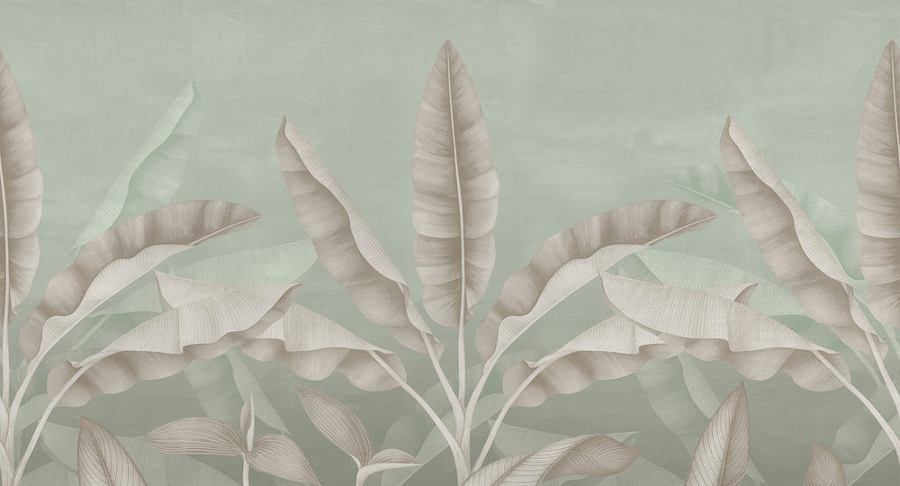 Balsam Green Tropical Banana Fringe Mural M2901- Sample