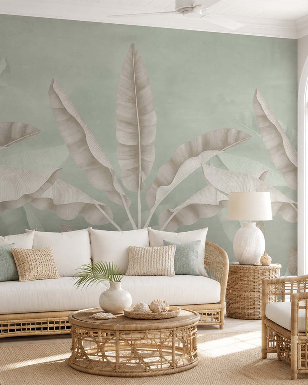 Balsam Green Tropical Banana Fringe Mural M2901- Sample