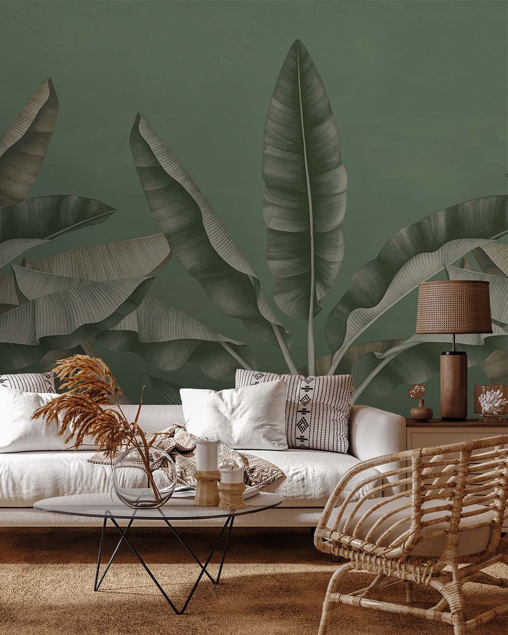 Wet Aloeswood Tropical Banana Fringe Mural M2902- Sample