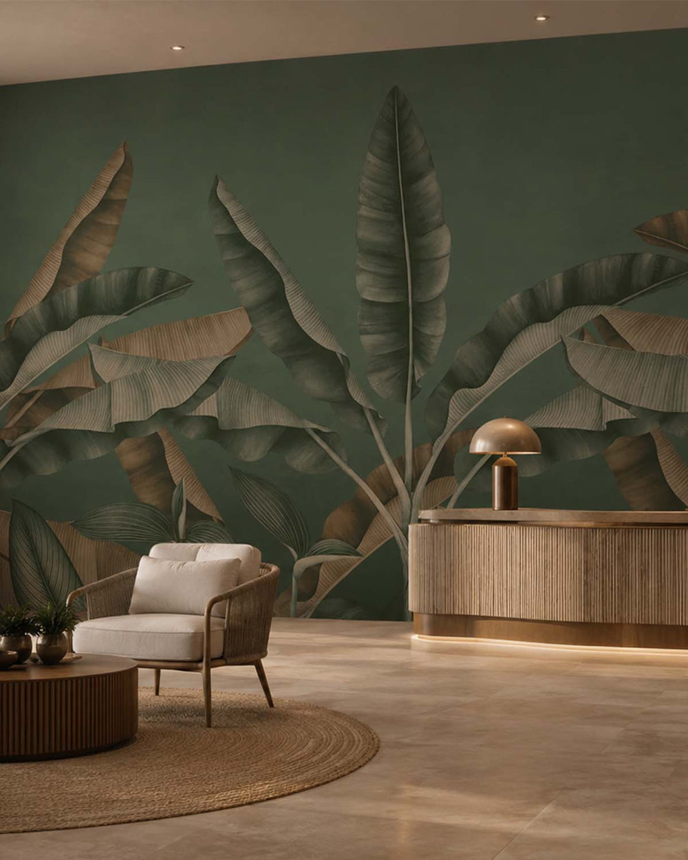Wet Aloeswood Tropical Banana Fringe Mural M2902