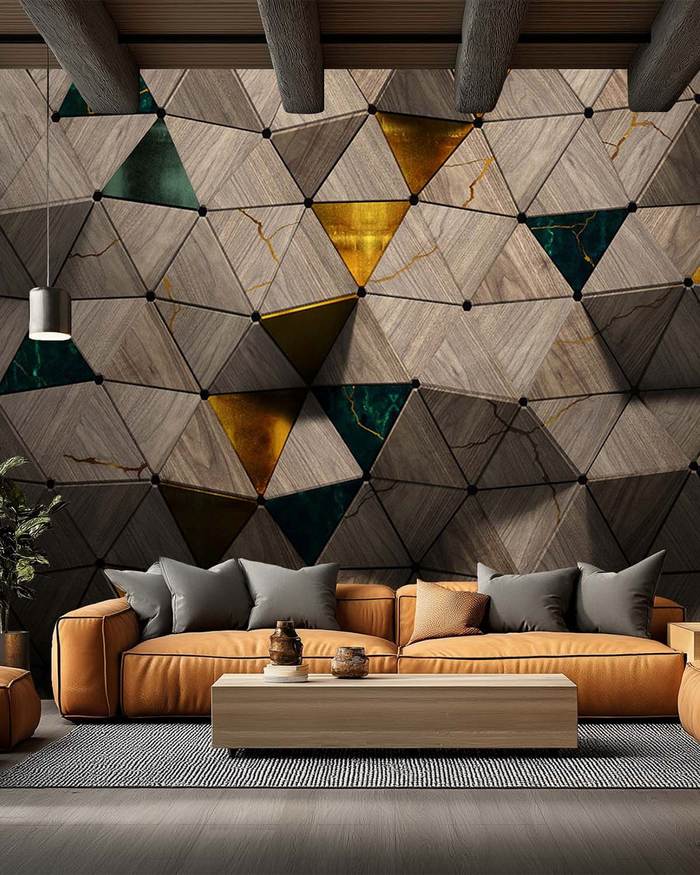 Best Beige Buckled Wall  Collage Mural M2904- Sample