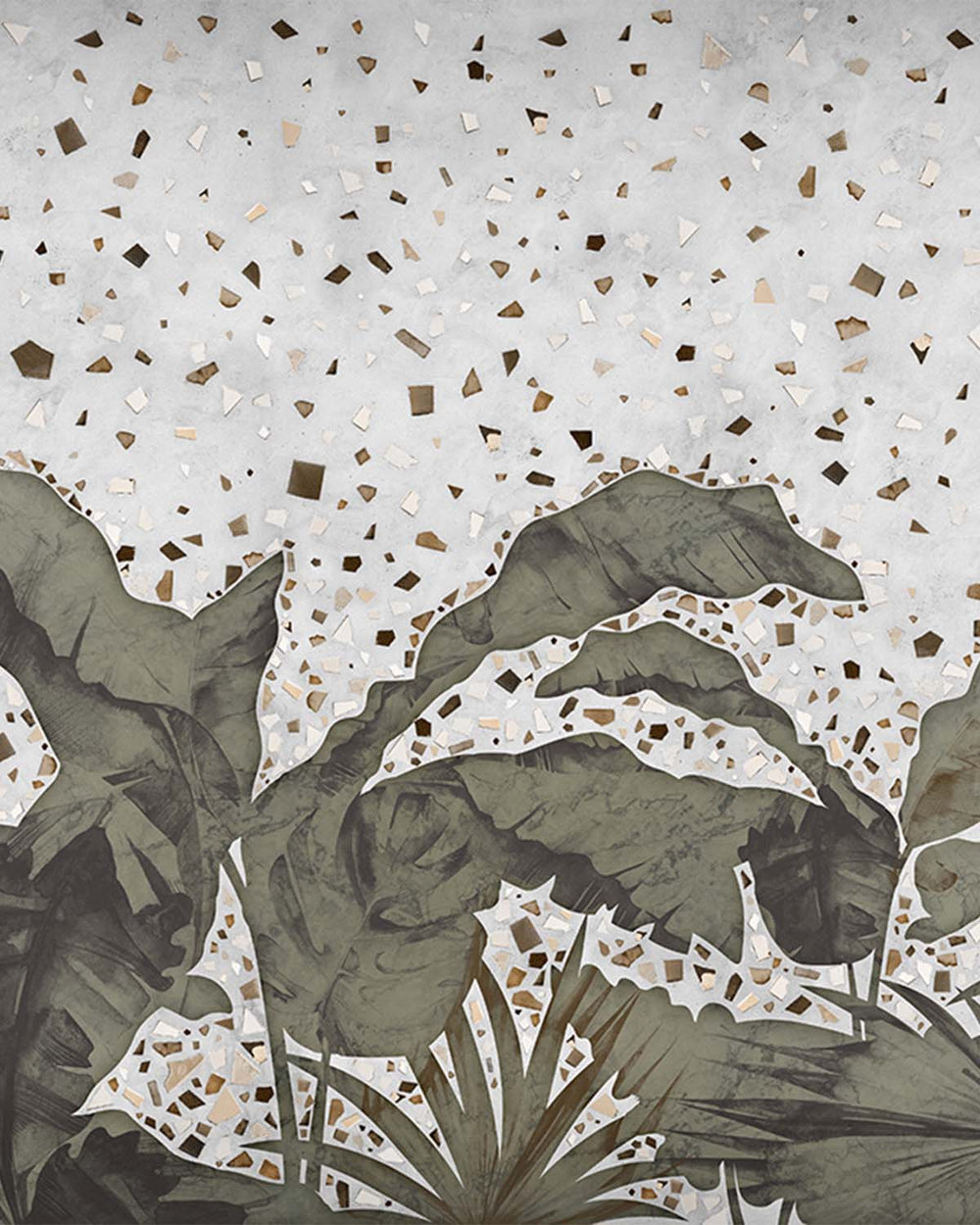 Gainsboro Gray Tropical Mosaic Mural M2906- Sample