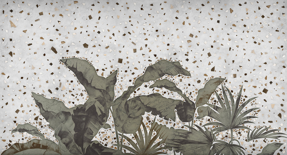 Gainsboro Gray Tropical Mosaic Mural M2906