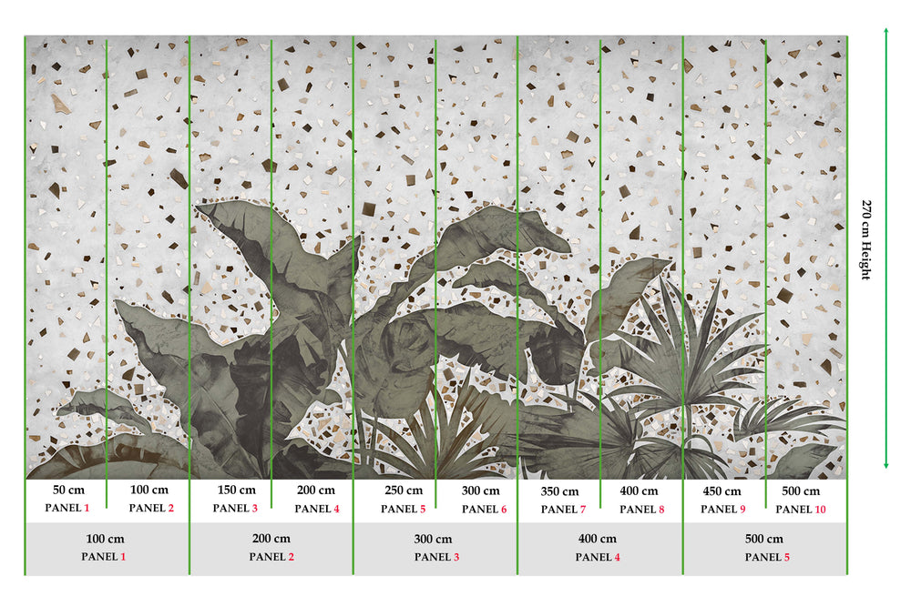 Gainsboro Gray Tropical Mosaic Mural M2906- Sample