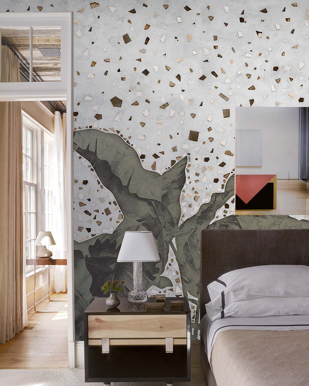 Gainsboro Gray Tropical Mosaic Mural M2906- Sample