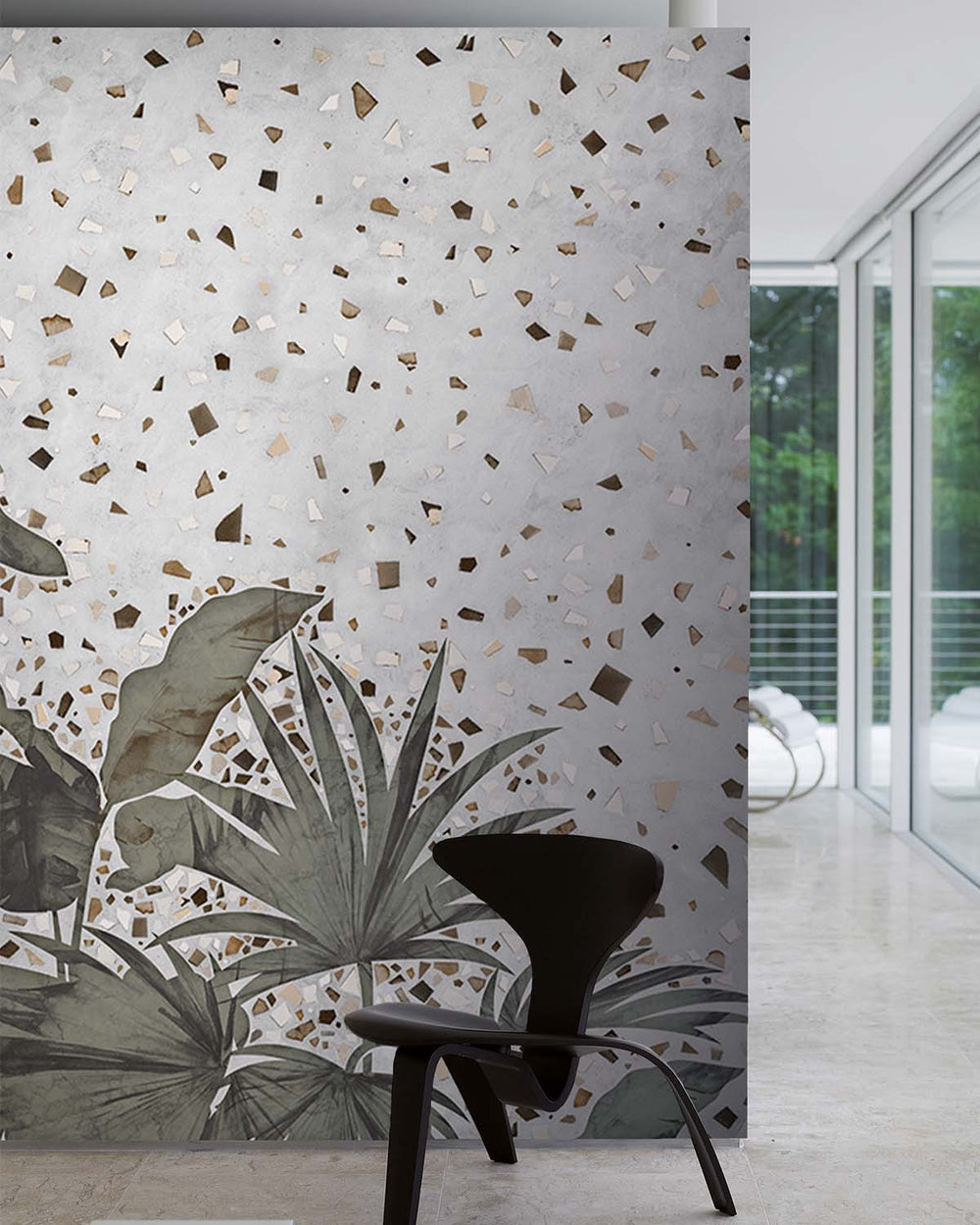 Gainsboro Gray Tropical Mosaic Mural M2906