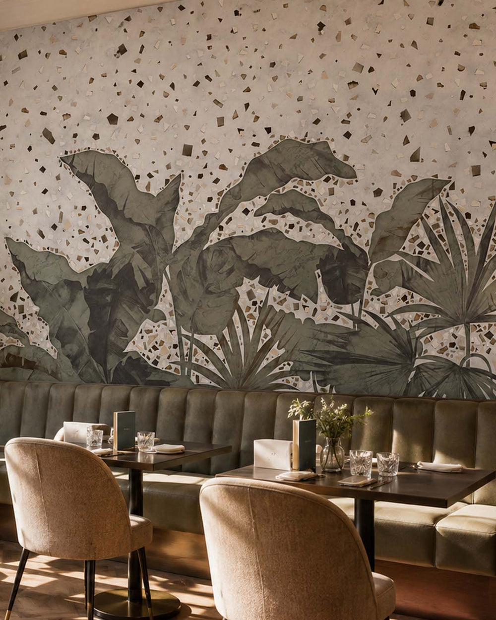 Gainsboro Gray Tropical Mosaic Mural M2906