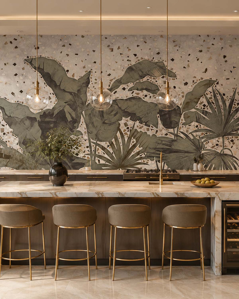 Gainsboro Gray Tropical Mosaic Mural M2906- Sample