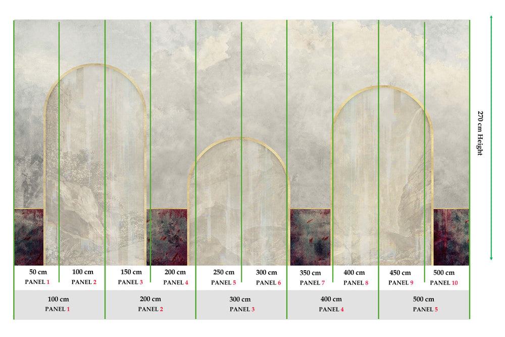 Pipe Clay Concrete Mountain Range Mural M2908- Sample