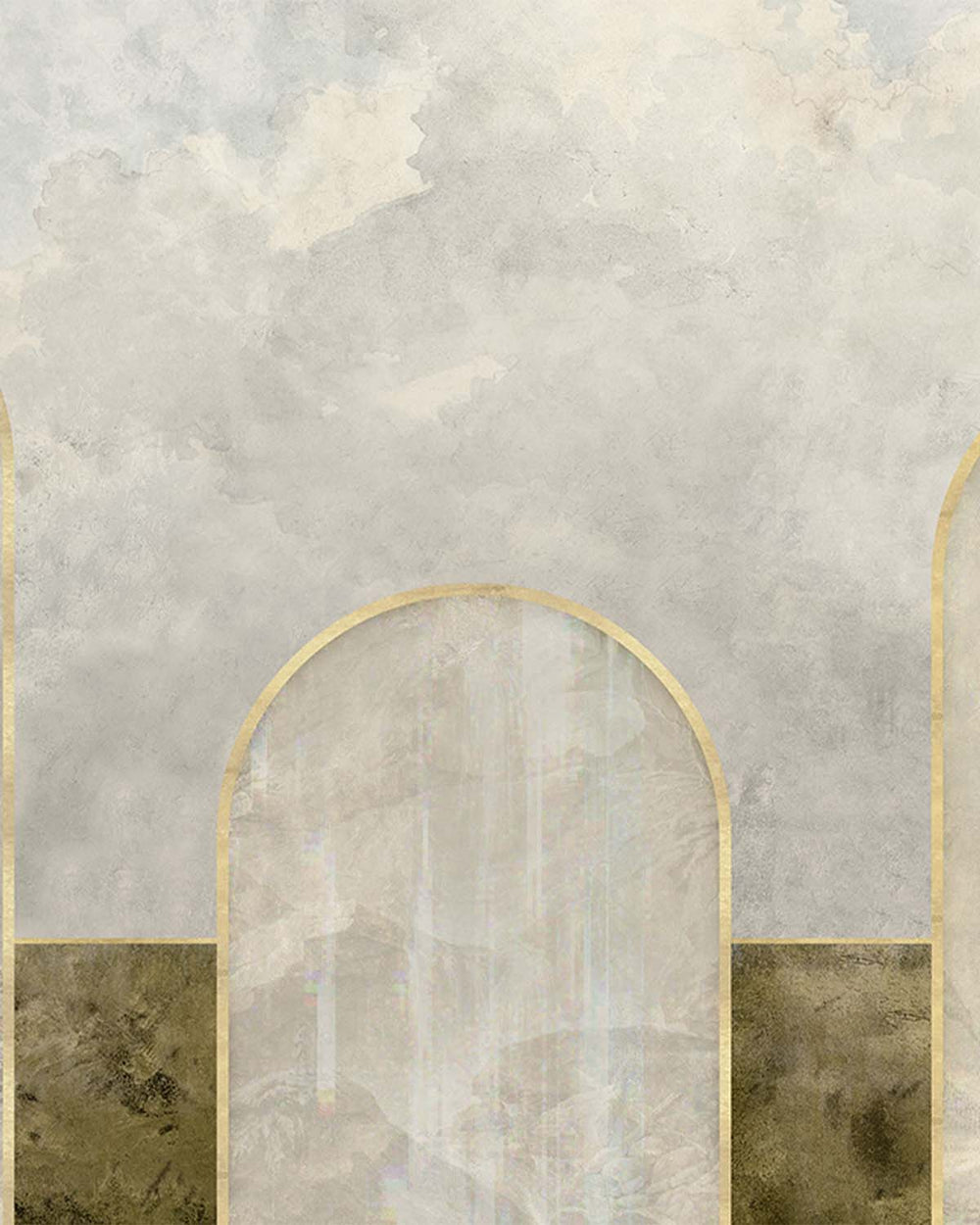 Kamenozoki Grey Concrete Mountain Range Mural M2909
