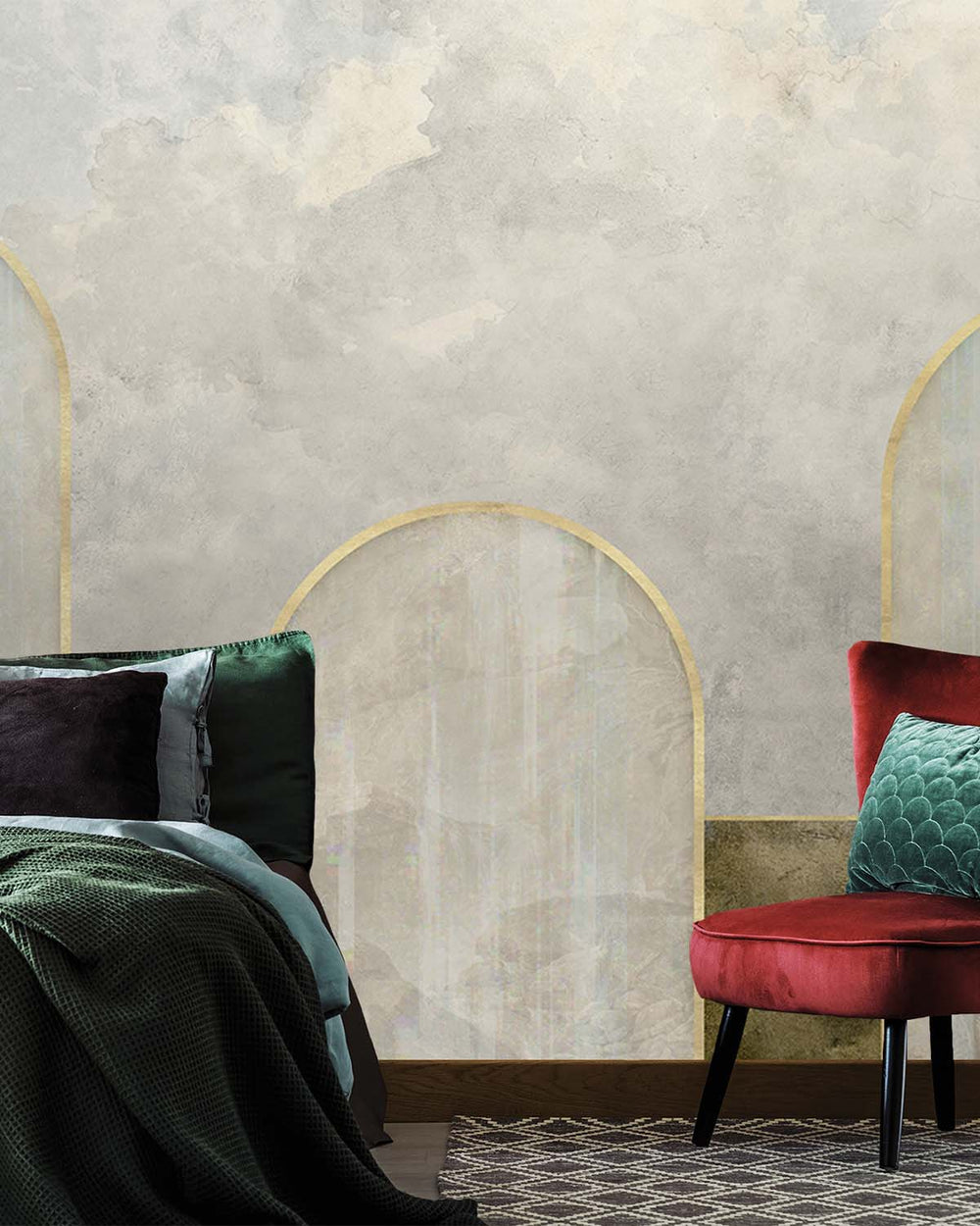 Kamenozoki Grey Concrete Mountain Range Mural M2909- Sample