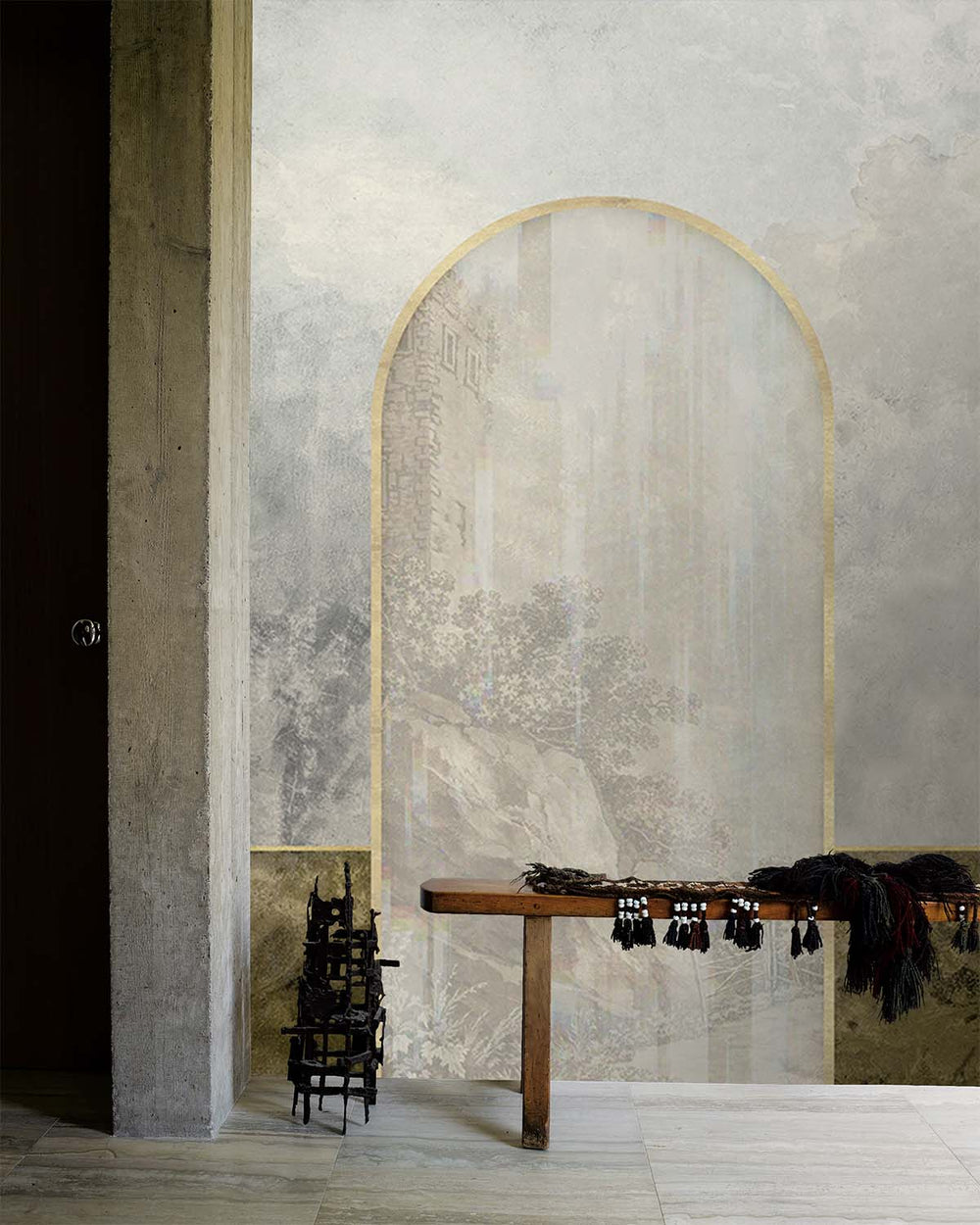 Kamenozoki Grey Concrete Mountain Range Mural M2909- Sample