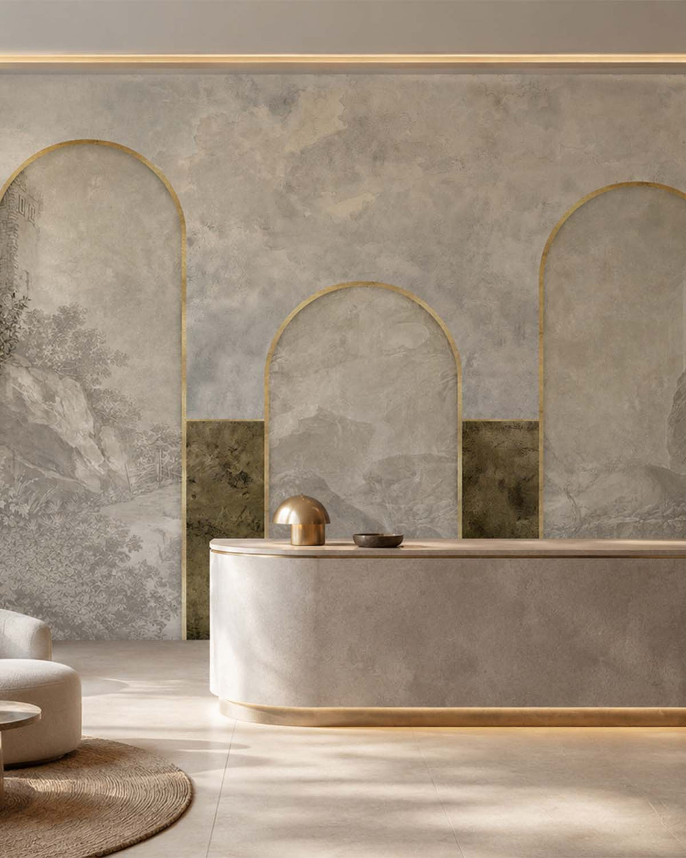 Kamenozoki Grey Concrete Mountain Range Mural M2909