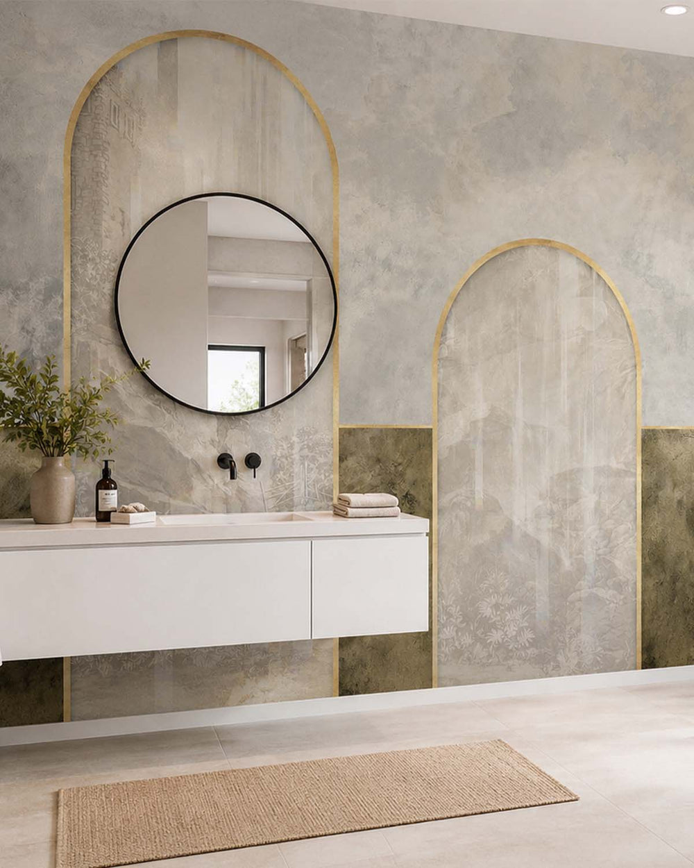 Kamenozoki Grey Concrete Mountain Range Mural M2909- Sample