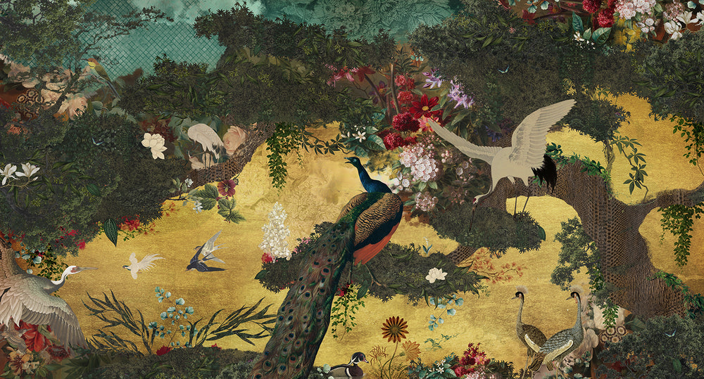 Aimiru Brown Botanical Eden Mural M2912- Sample