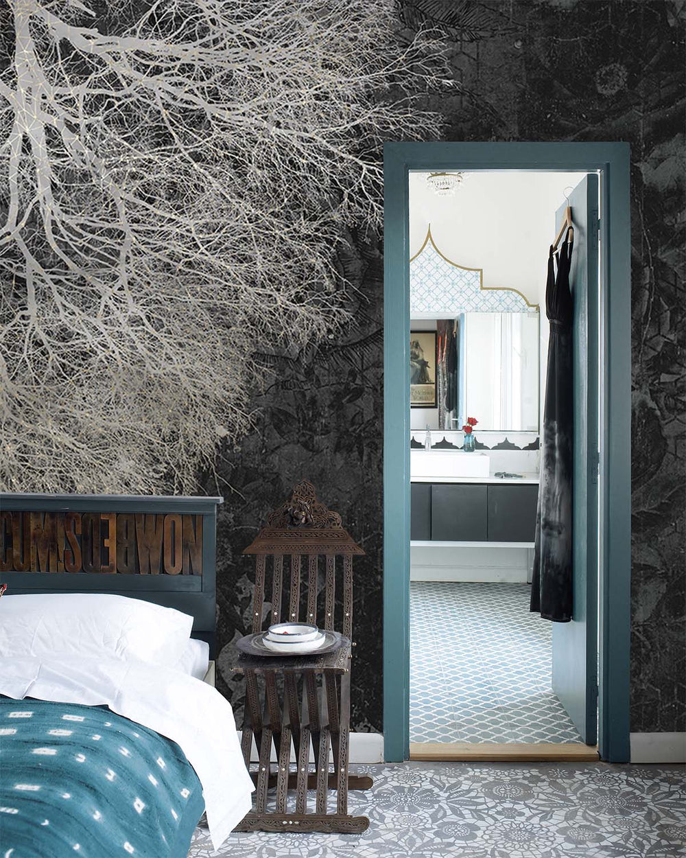 Black Panther Gothic Floral Mural M2915