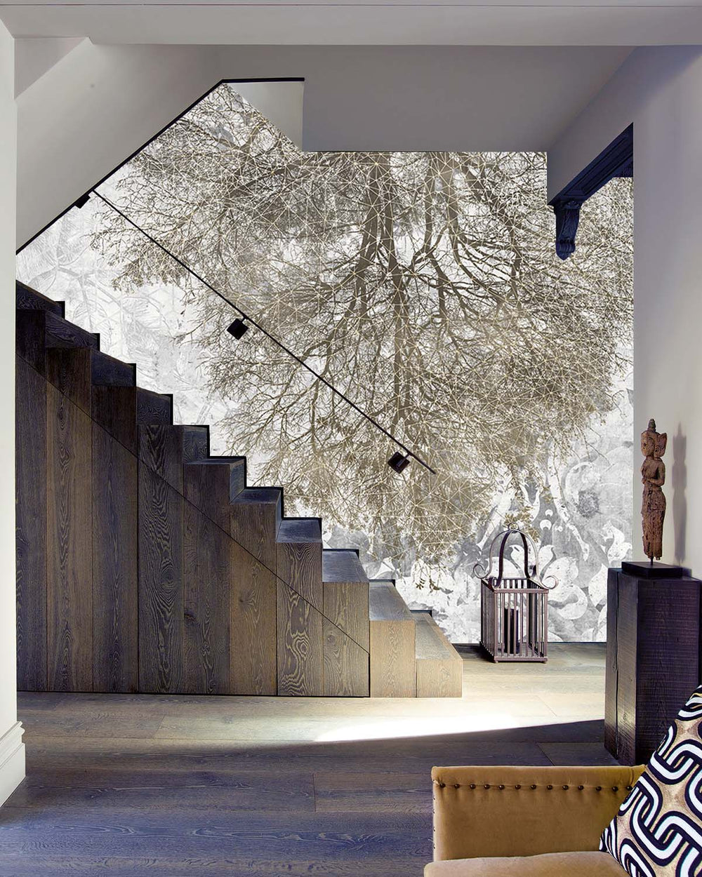 Porpoise - Brown Gothic Floral Mural M2916