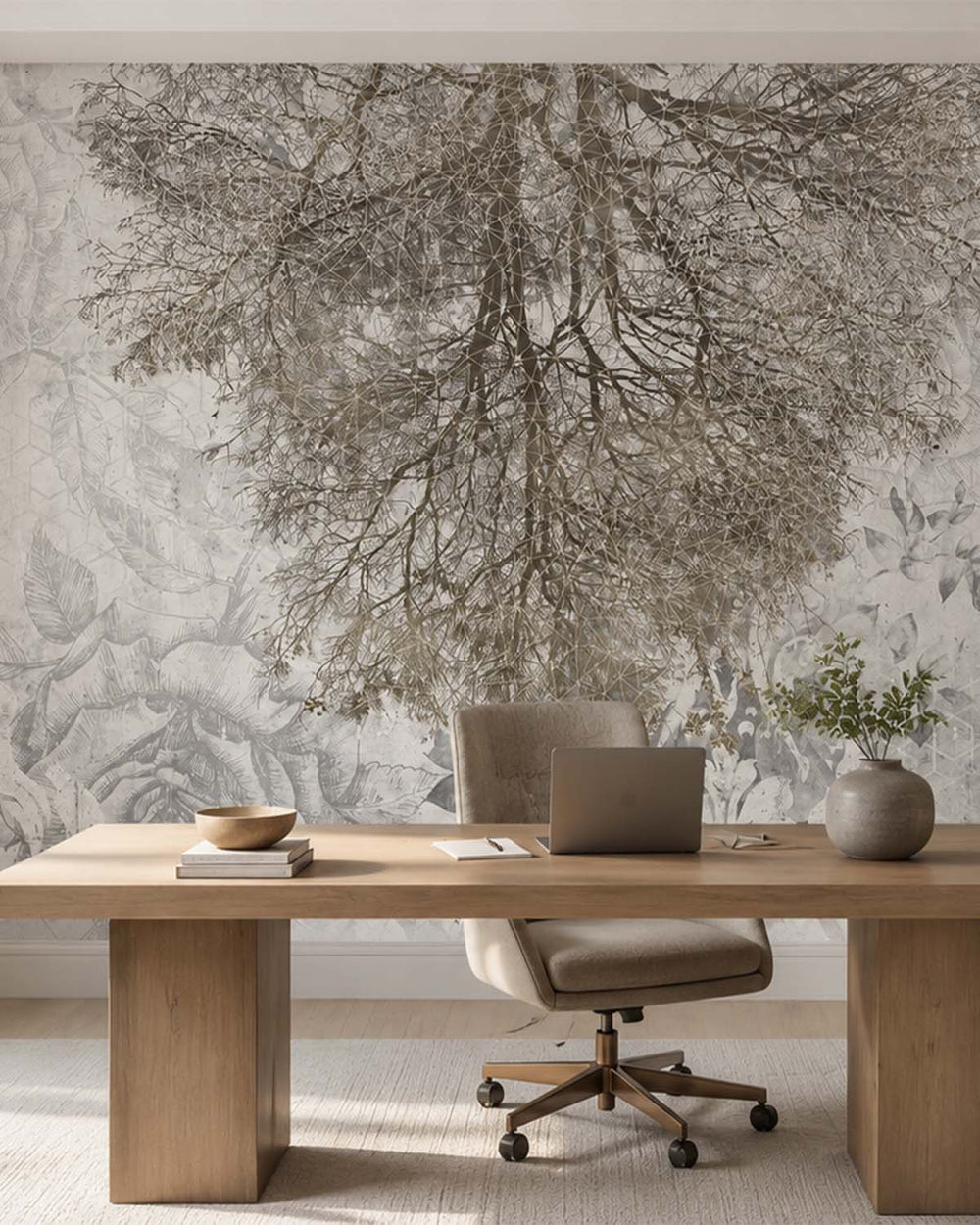 Porpoise - Brown Gothic Floral Mural M2916- Sample