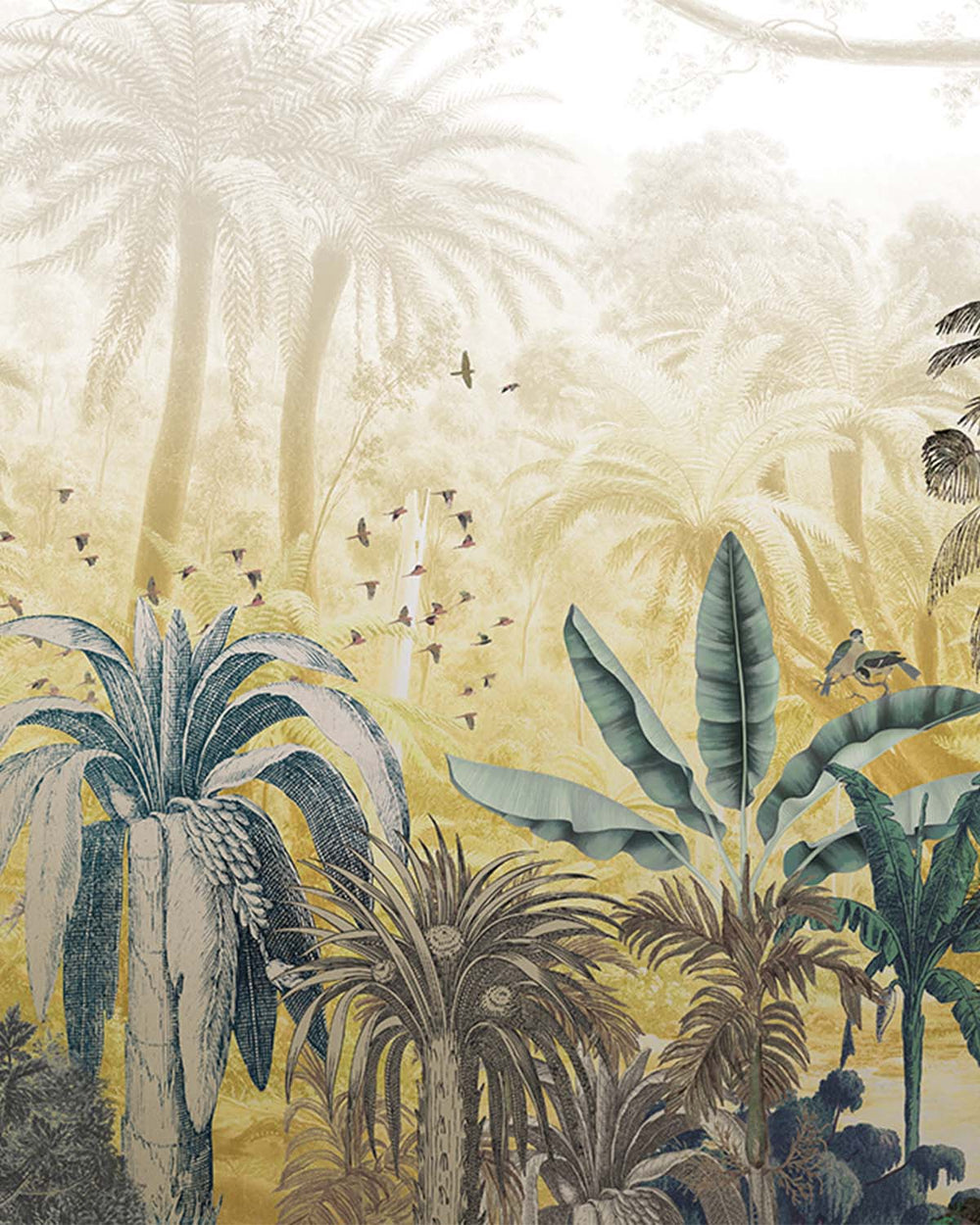 Winter Hazel Tropical Jungle Mural M2918- Sample