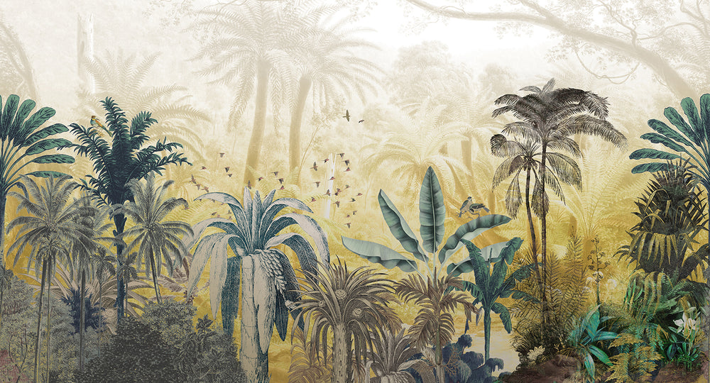 Winter Hazel Tropical Jungle Mural M2918