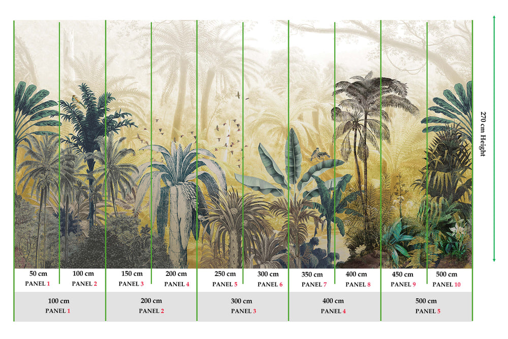 Winter Hazel Tropical Jungle Mural M2918- Sample