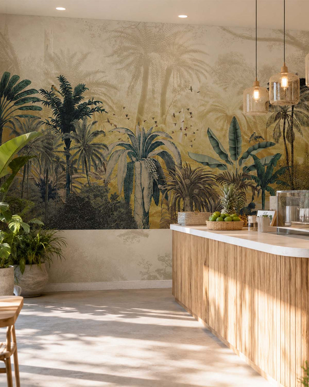 Winter Hazel Tropical Jungle Mural M2918- Sample
