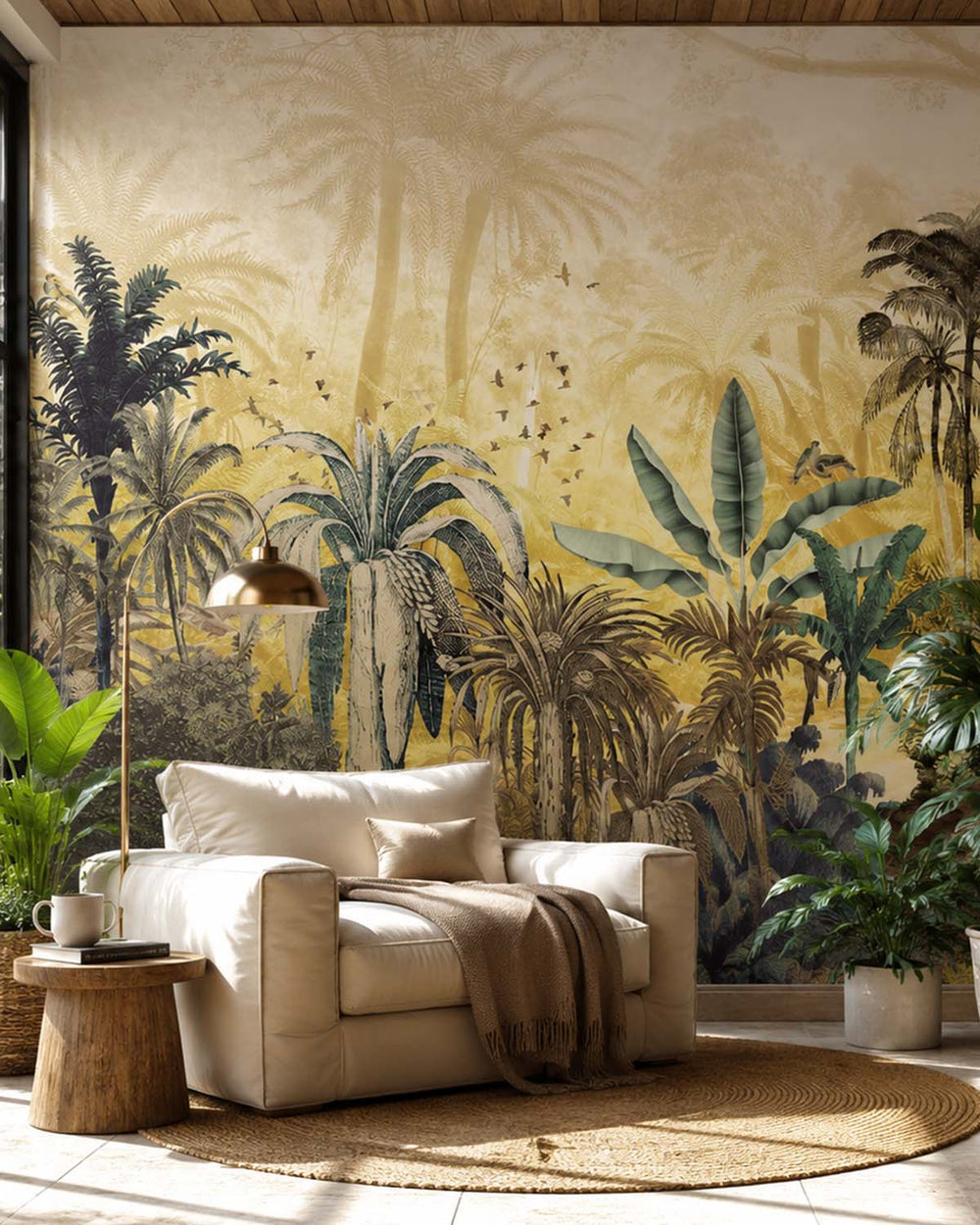 Winter Hazel Tropical Jungle Mural M2918- Sample